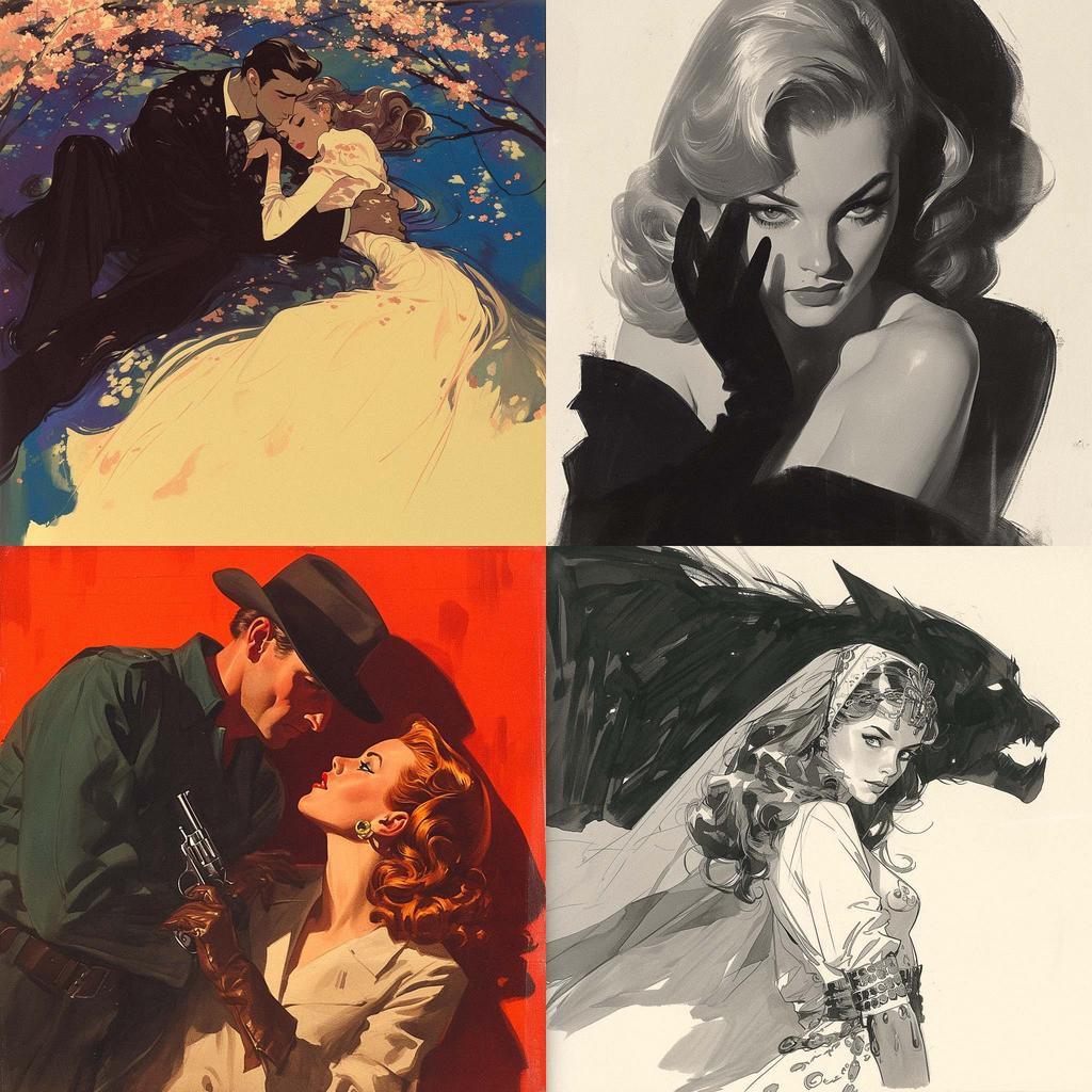 Alex Raymond style, Midjourney Niji 6, render 1 of 4