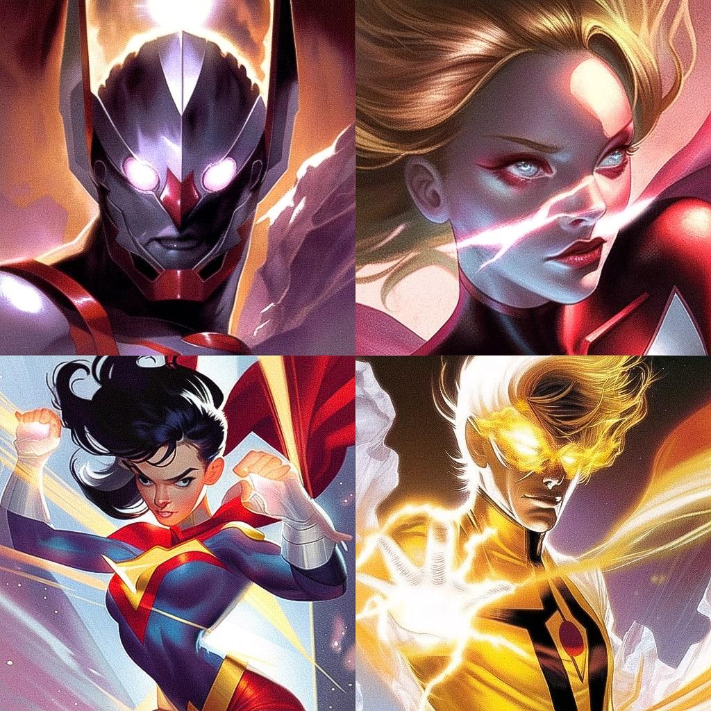 Alex Ross style, Midjourney Niji 4, render 1 of 4