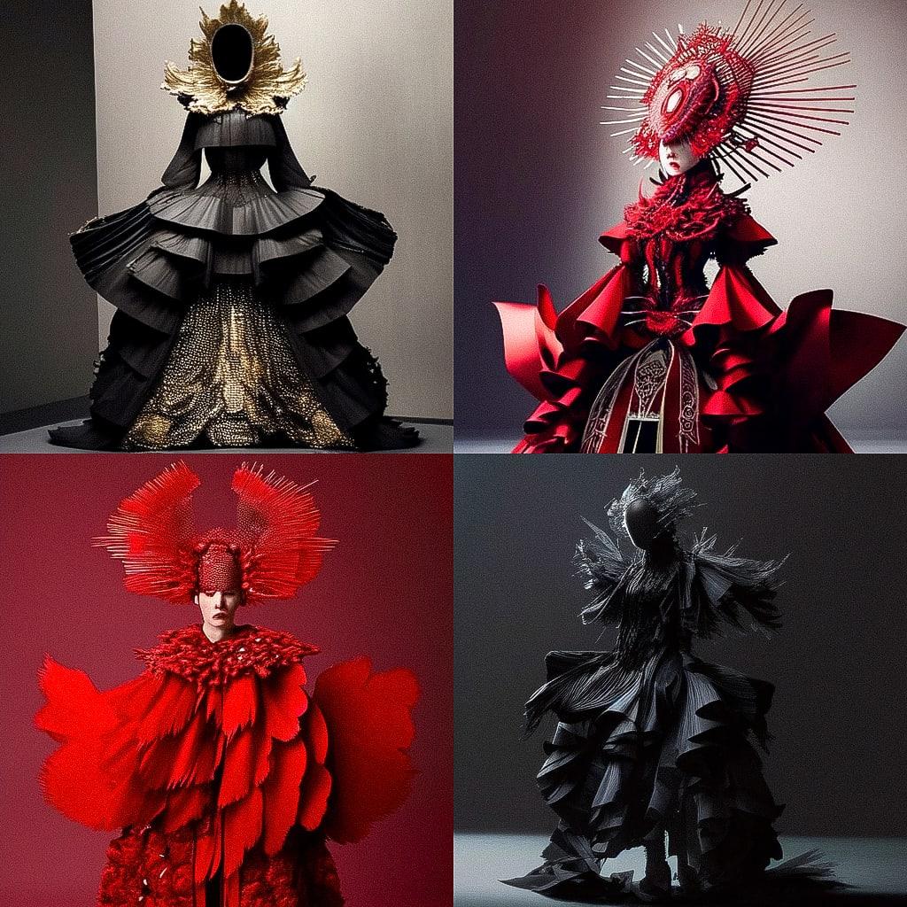 Alexander McQueen style, Midjourney Niji 4, render 1 of 4