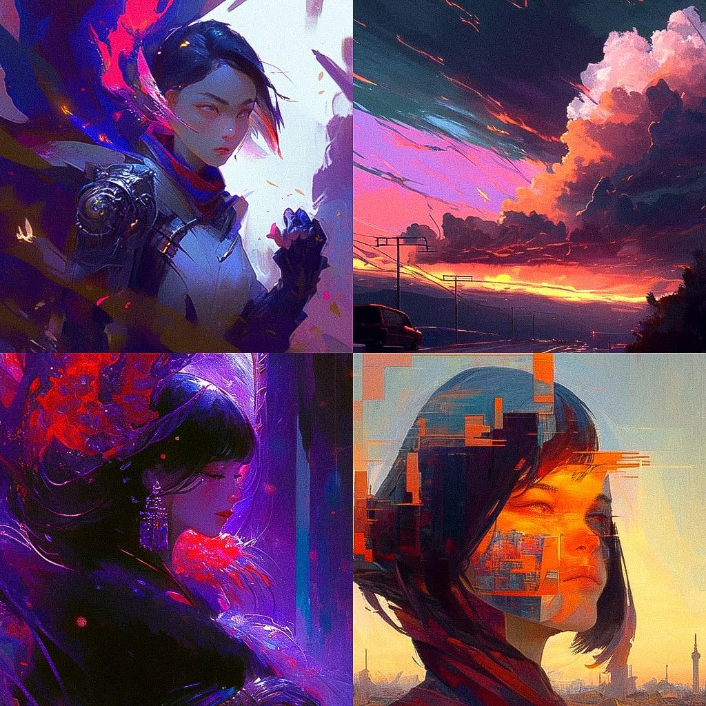 Alexandr Averin style, Midjourney Niji 4, render 1 of 4