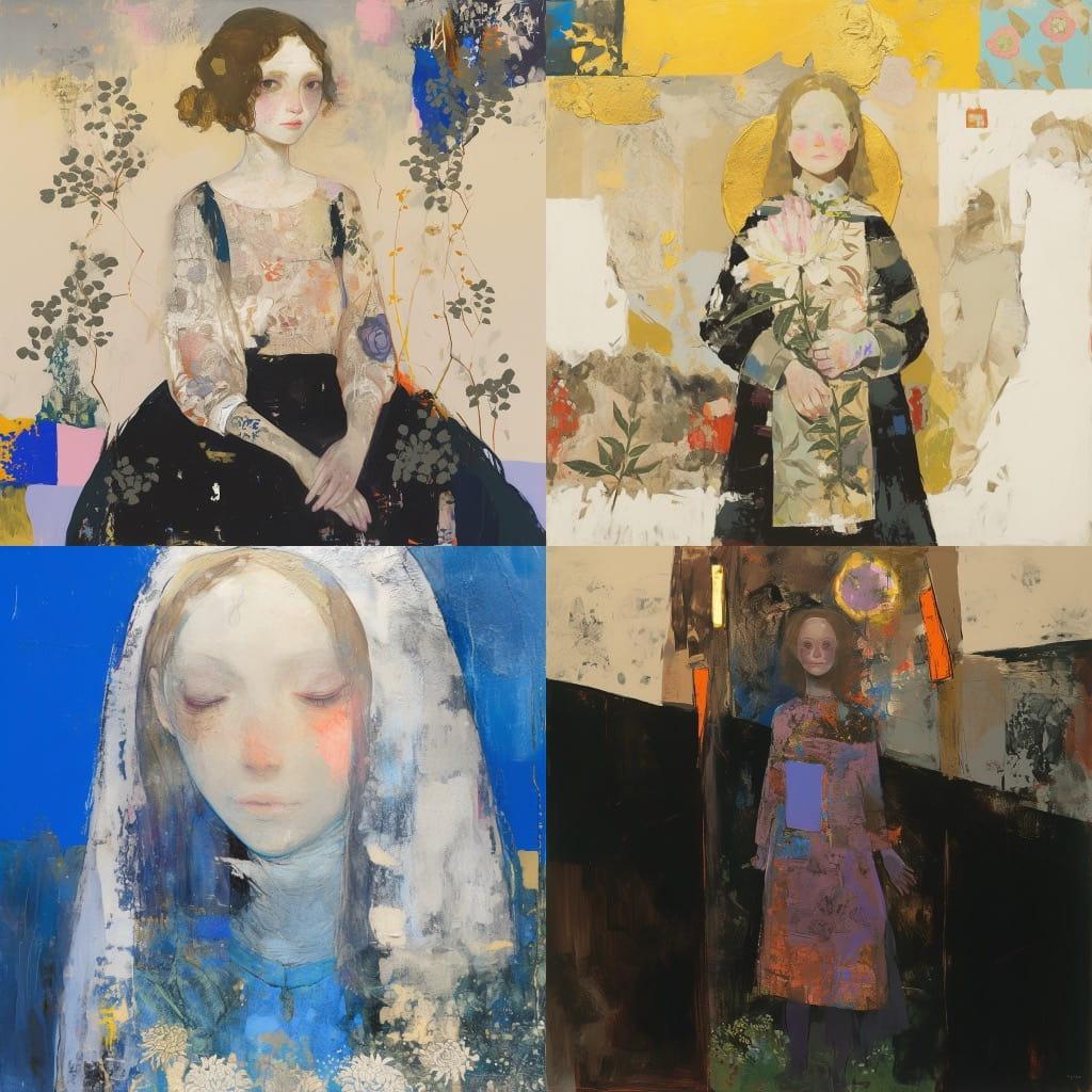 Alice Kettle style, Midjourney Niji 6, render 1 of 4