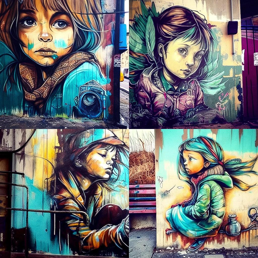 Alice Pasquini style, Midjourney Niji 4, render 1 of 4