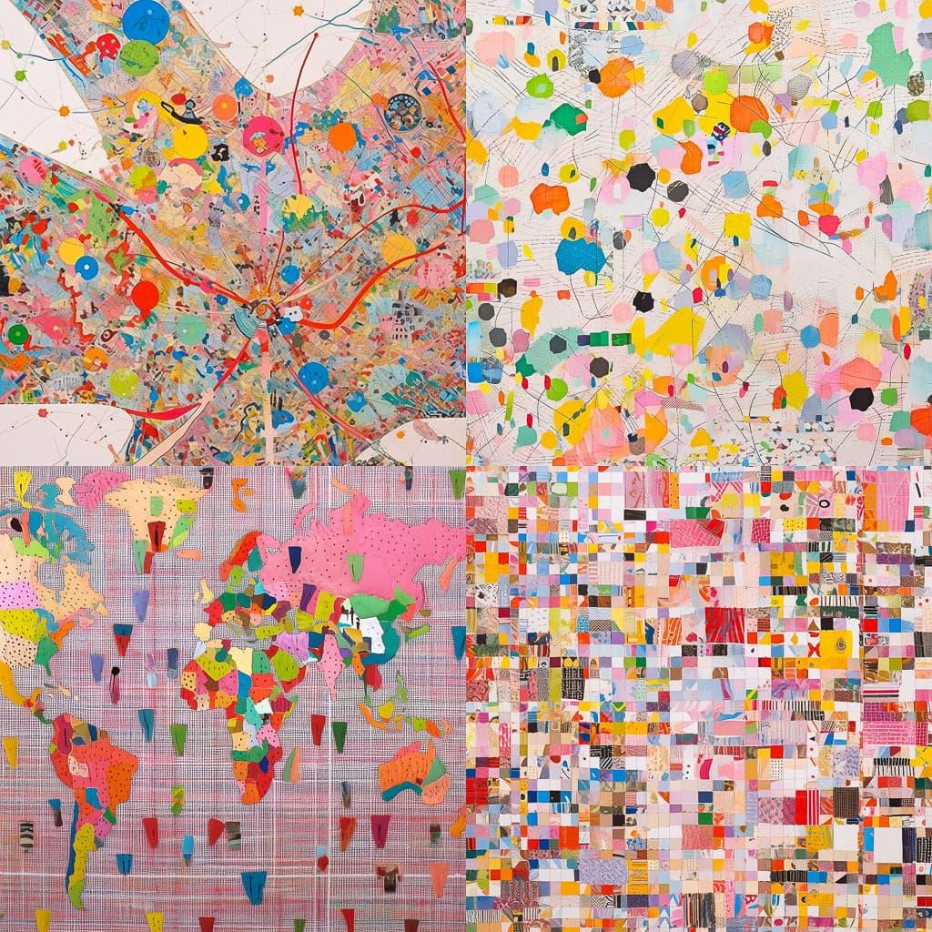 Alighiero Boetti style, Midjourney Niji 5, render 1 of 4