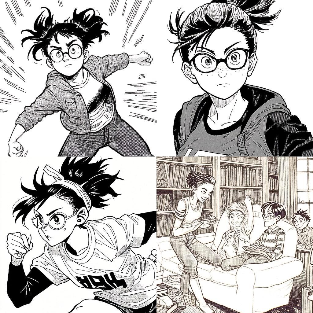 Alison Bechdel style, Midjourney Niji 4, render 1 of 4