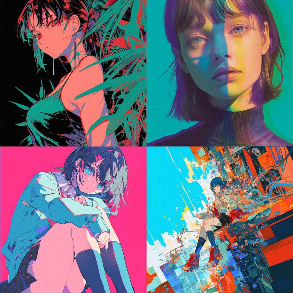 Anaglyph colors style, Midjourney Niji 6, render 1 of 4