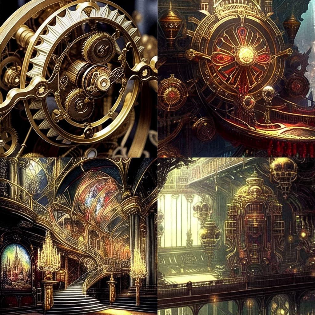 Andre-Charles Boulle style, Midjourney Niji 5, render 1 of 4