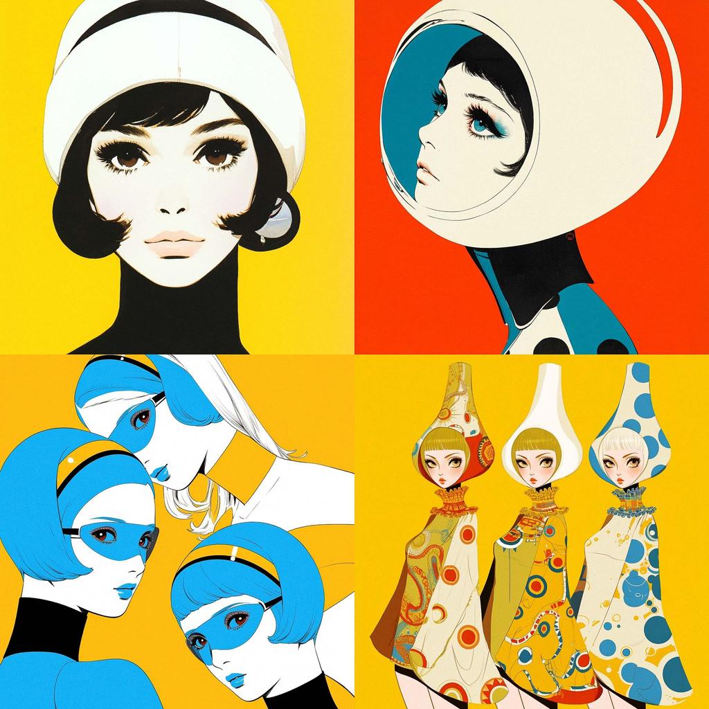 Andre Courreges style, Midjourney Niji 6, render 1 of 4