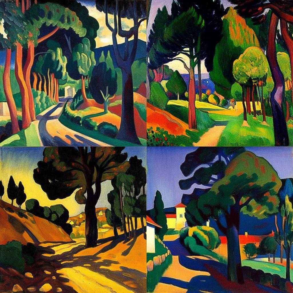 Andre Derain style, Midjourney Niji 4, render 1 of 4
