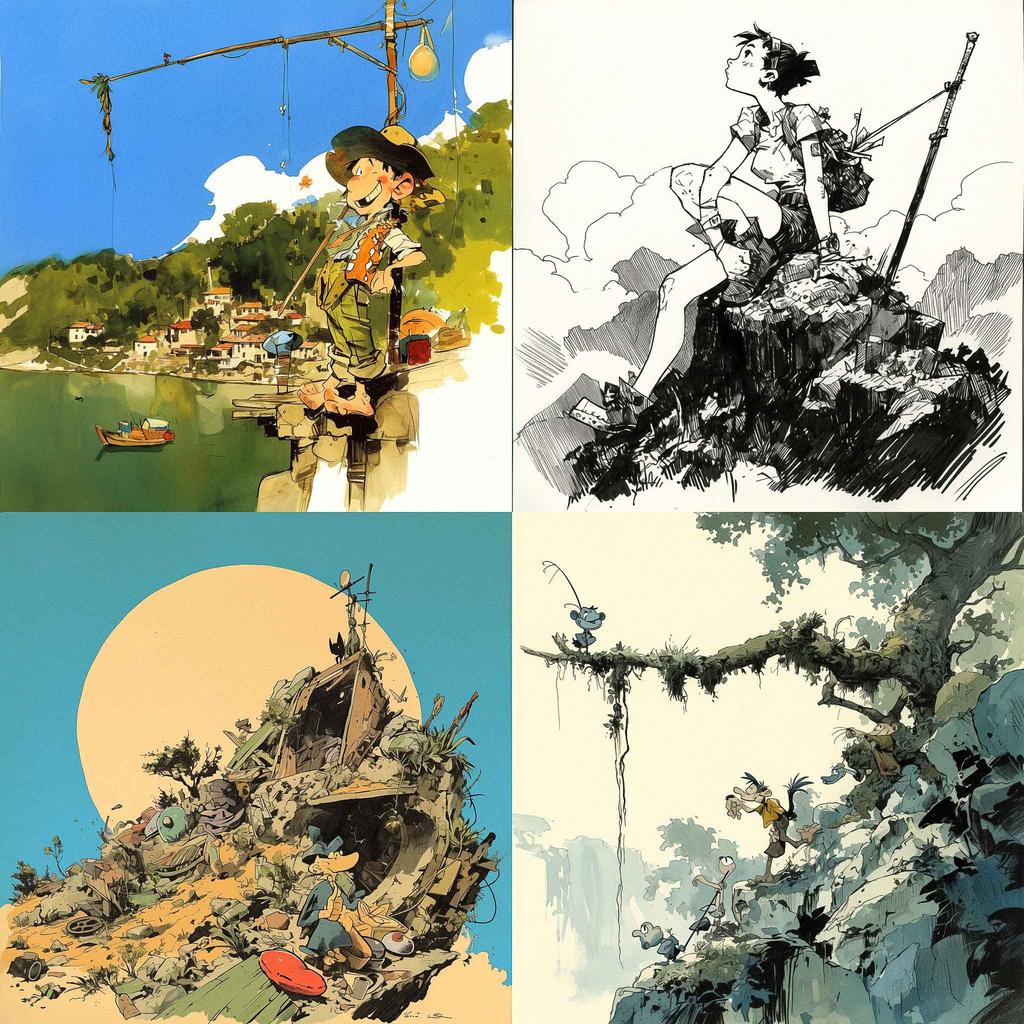 André Franquin style, Midjourney Niji 6, render 1 of 4