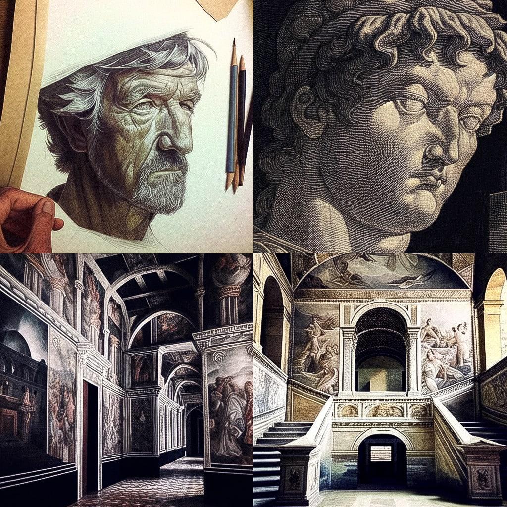 Andrea Mantegna style, Midjourney Niji 4, render 1 of 4