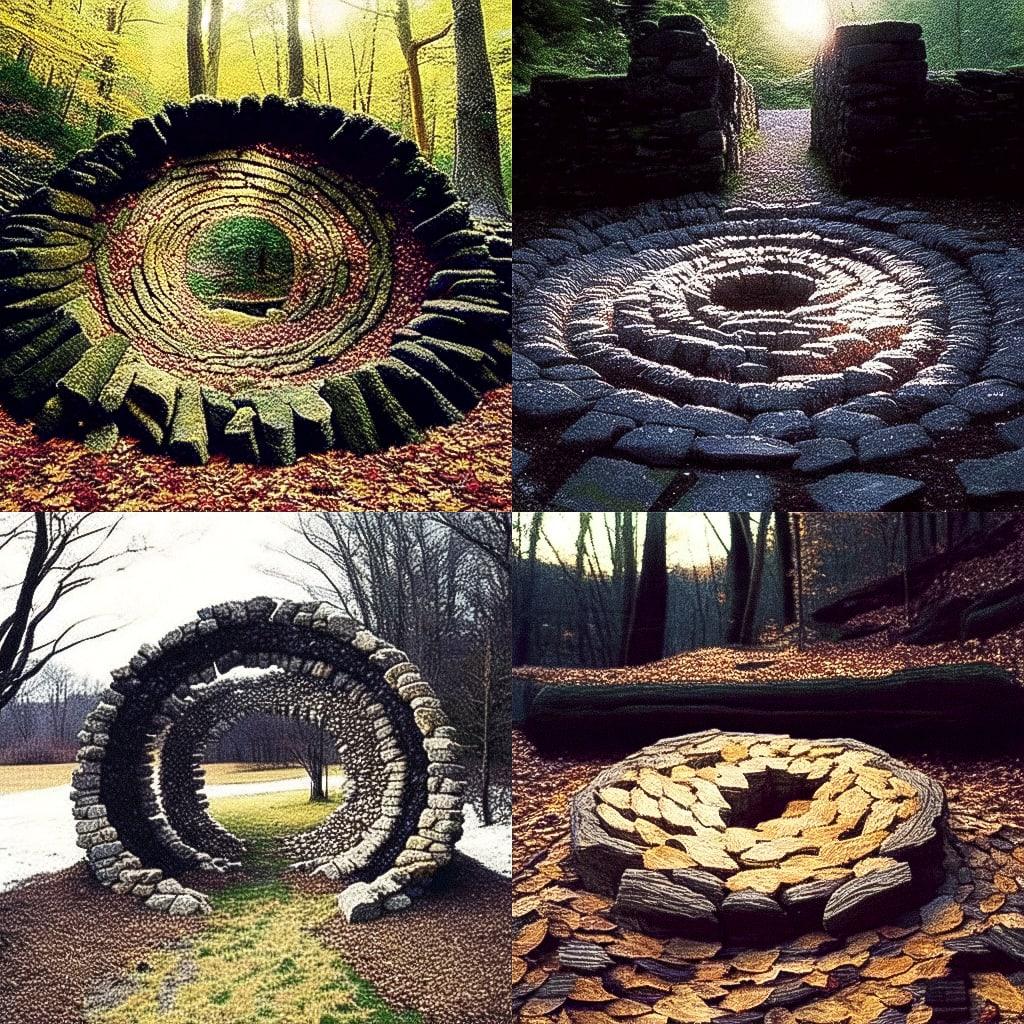 Andy Goldsworthy style, Midjourney Niji 4, render 1 of 4