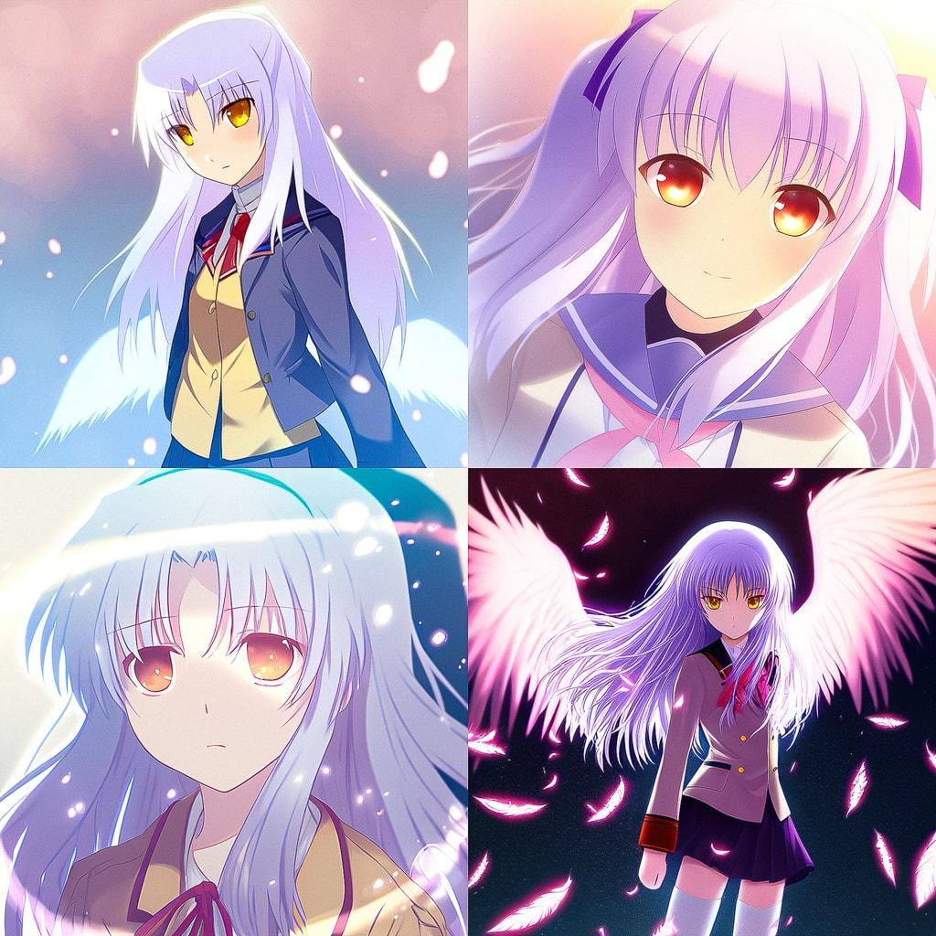 Angel Beats style, Midjourney Niji 4, render 1 of 4