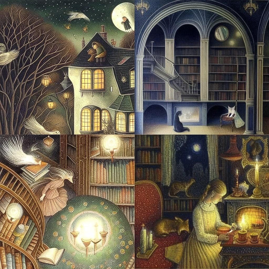 Angela Barrett style, Midjourney Niji 4, render 1 of 4