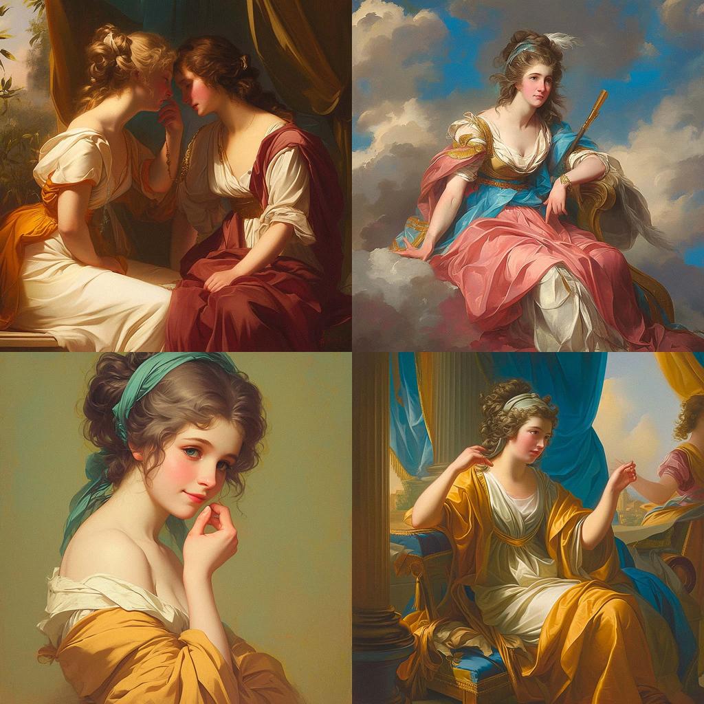 Angelica Kauffman style, Midjourney Niji 5, render 1 of 4