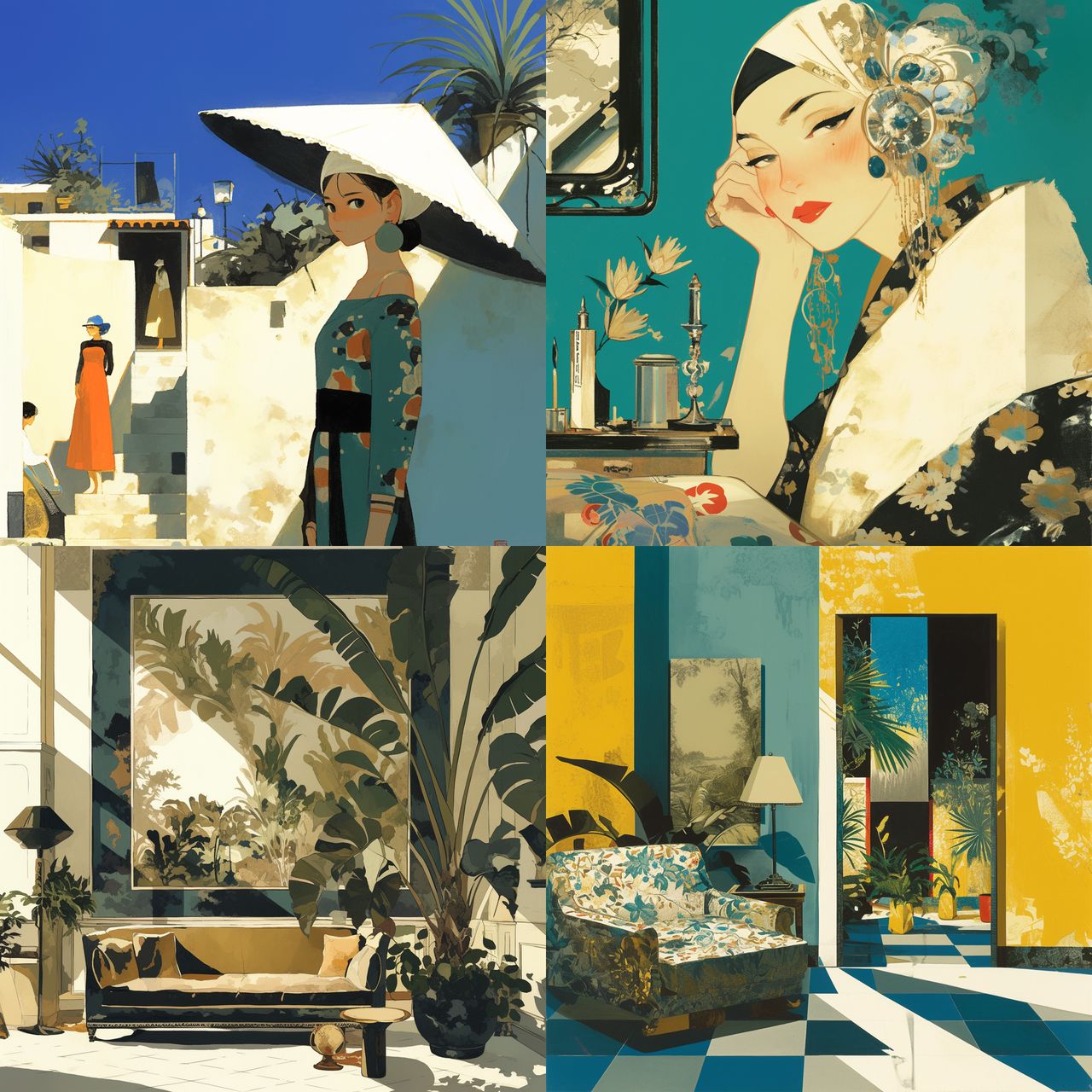 Angelo Donghia style, Midjourney Niji 6, render 1 of 4