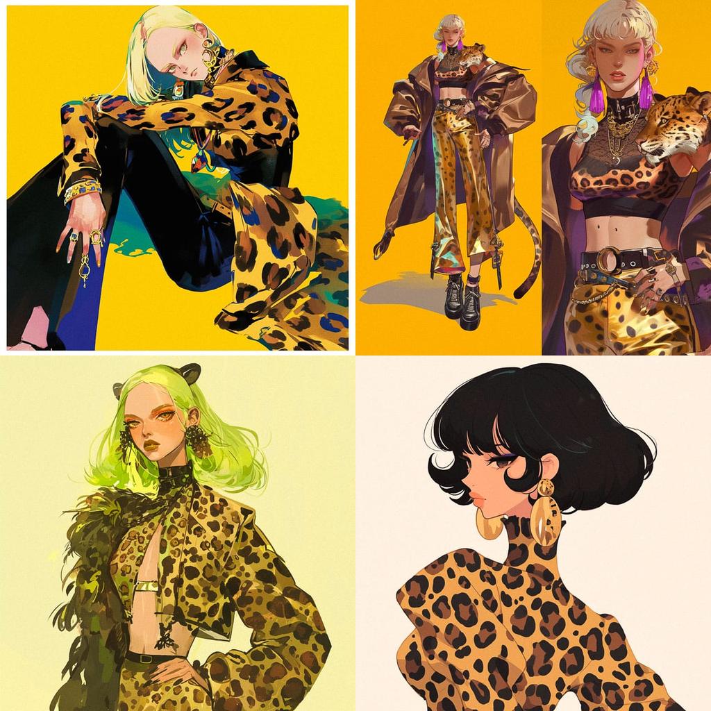 Animalier fashion style, Midjourney Niji 6, render 1 of 4