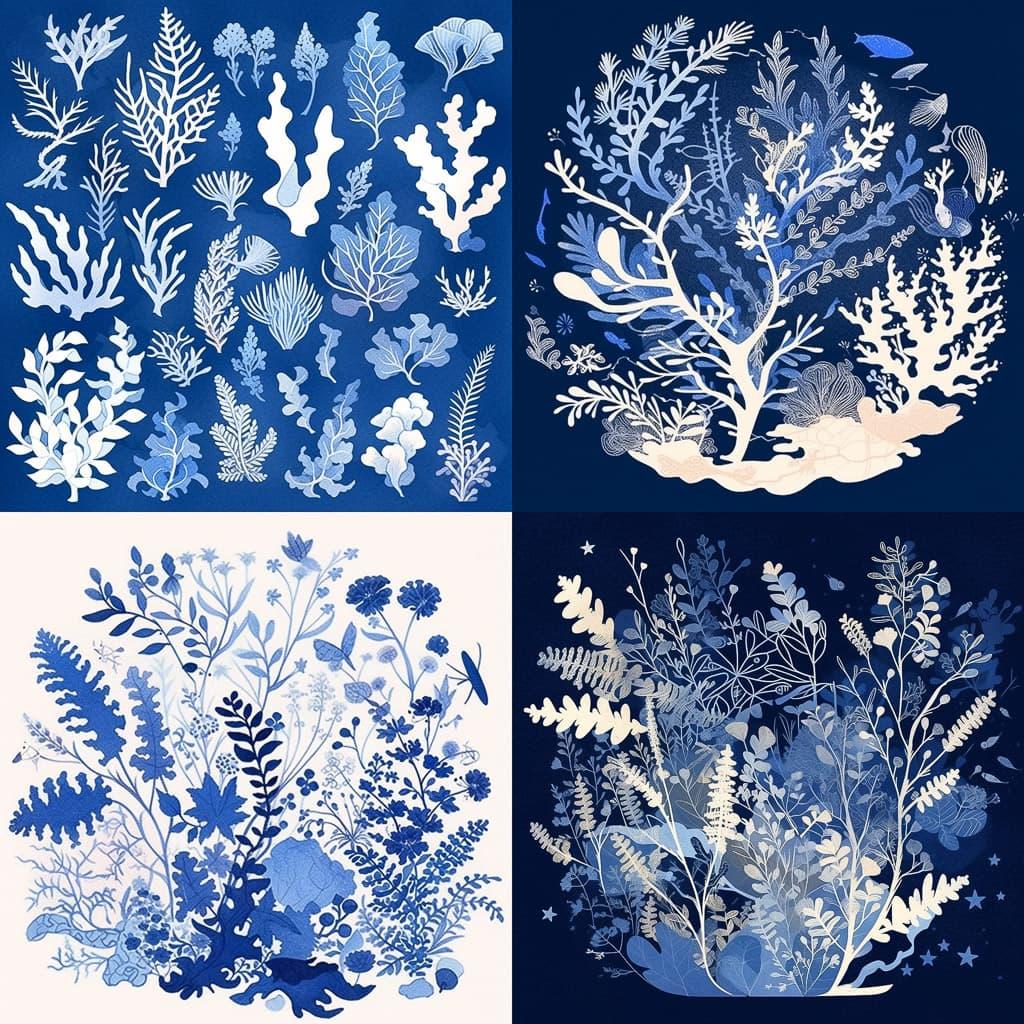 Anna Atkins style, Midjourney Niji 5, render 1 of 4