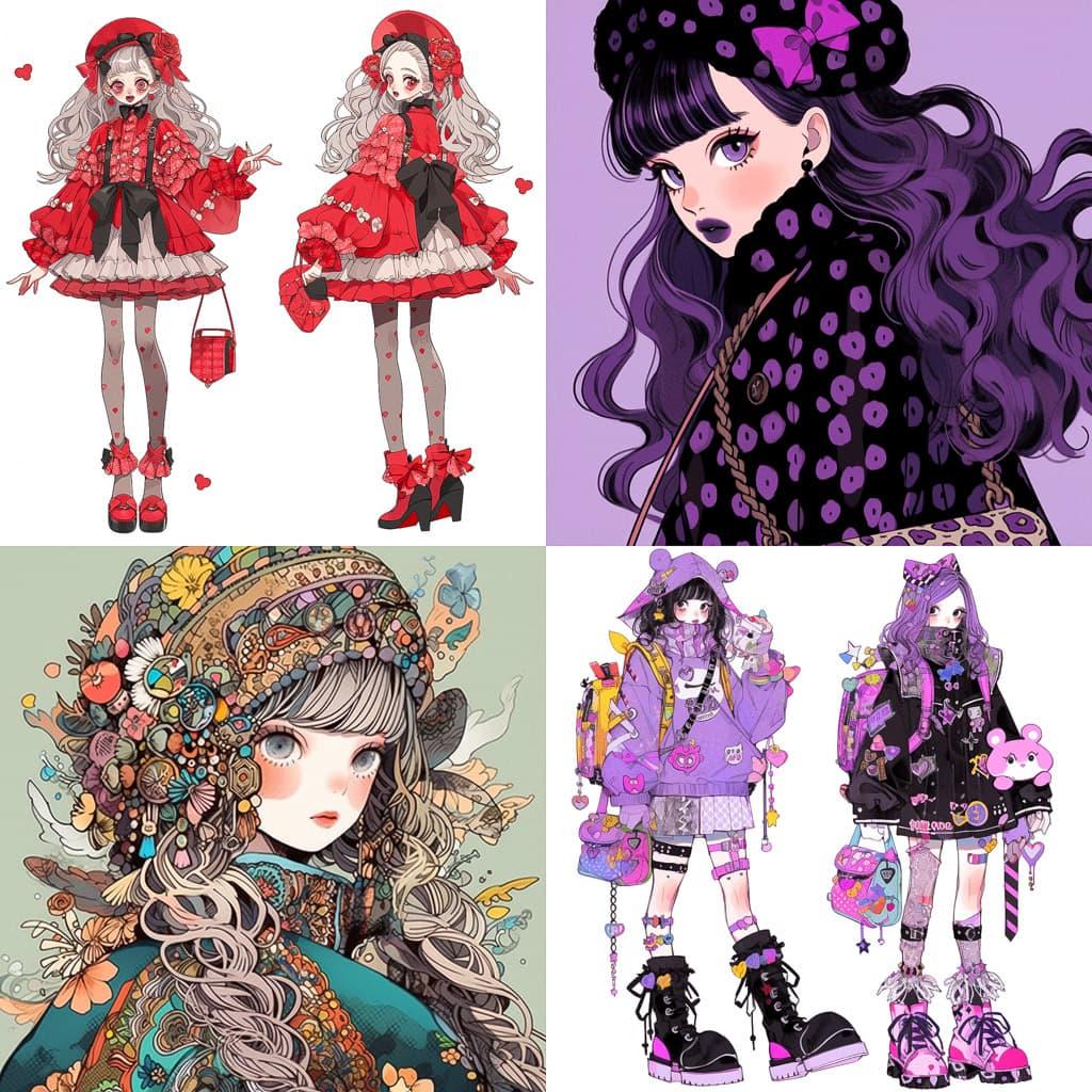 Anna Sui style, Midjourney Niji 5, render 1 of 4