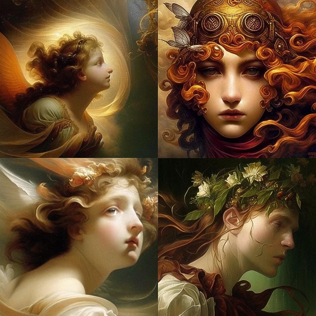 Anne-Louis Girodet style, Midjourney Niji 4, render 1 of 4