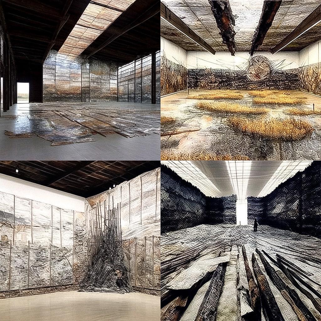 Anselm Kiefer style, Midjourney Niji 4, render 1 of 4