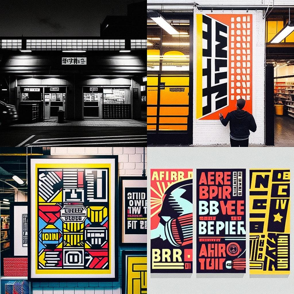 Anthony Burrill style, Midjourney Niji 4, render 1 of 4