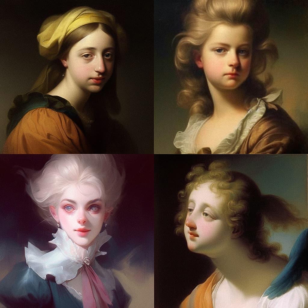 Anton Raphael Mengs style, Midjourney Niji 5, render 1 of 4