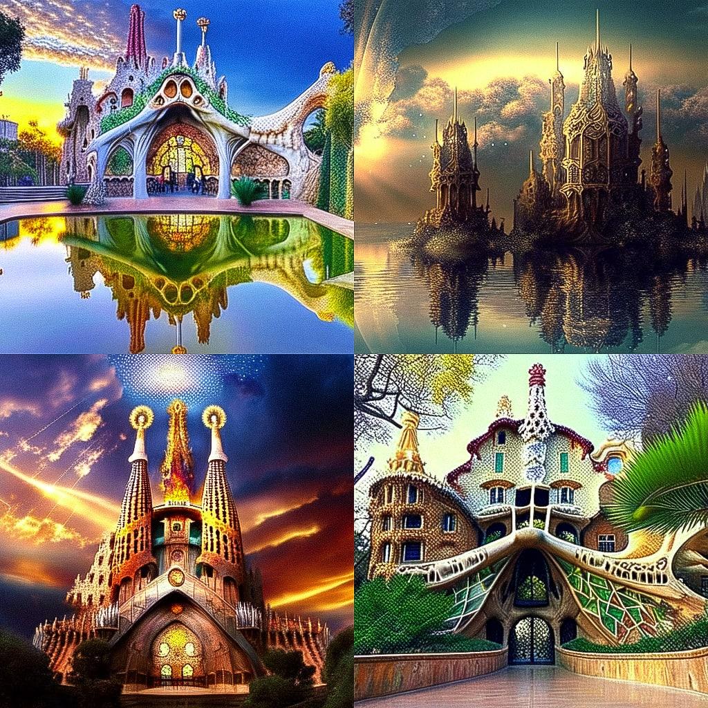 Antoni Gaudi style, Midjourney Niji 4, render 1 of 4
