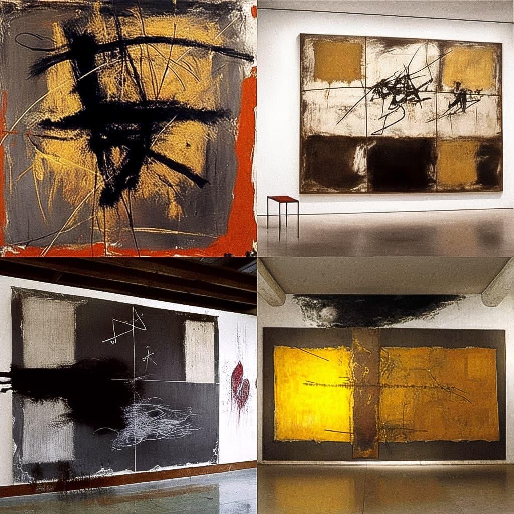Antoni Tapies style, Midjourney Niji 4, render 1 of 4
