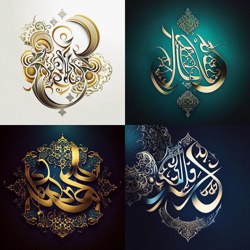 Arabic calligraphy style, Midjourney Niji 4, render 1 of 4