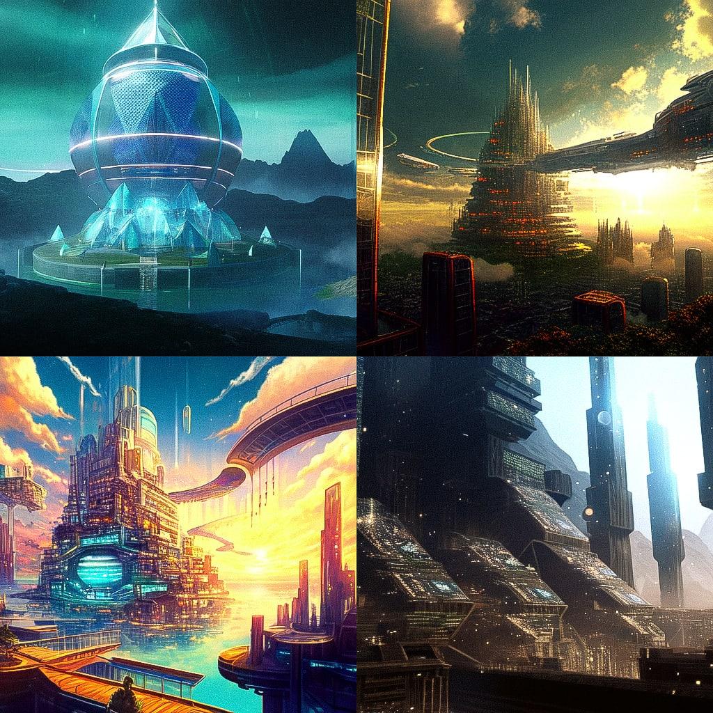 Arcology style, Midjourney Niji 4, render 1 of 4