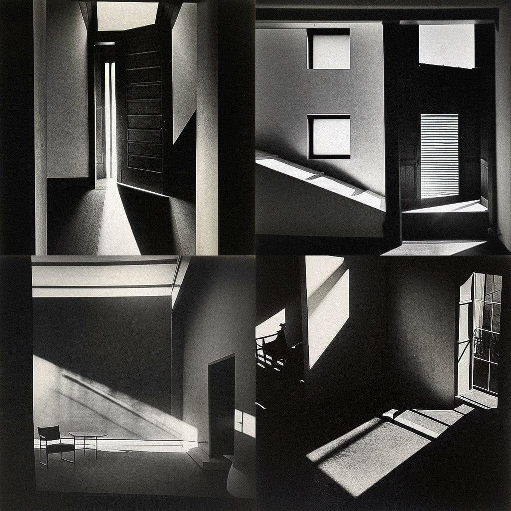 Arnold Newman style, Midjourney Niji 4, render 1 of 4