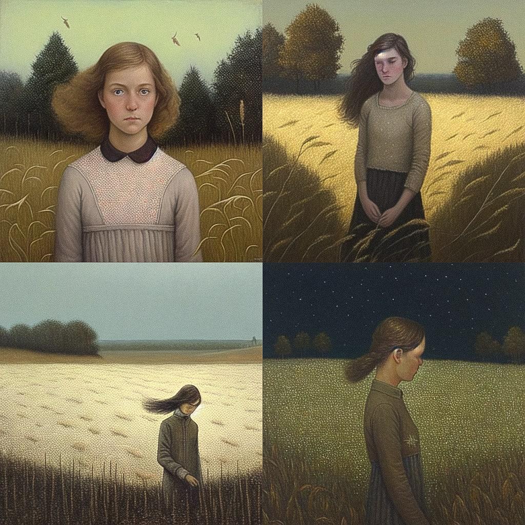 Aron Wiesenfeld style, Midjourney Niji 4, render 1 of 4