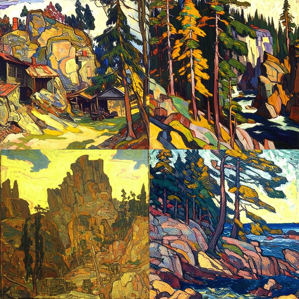 Arthur Lismer style, Midjourney Niji 4, render 1 of 4