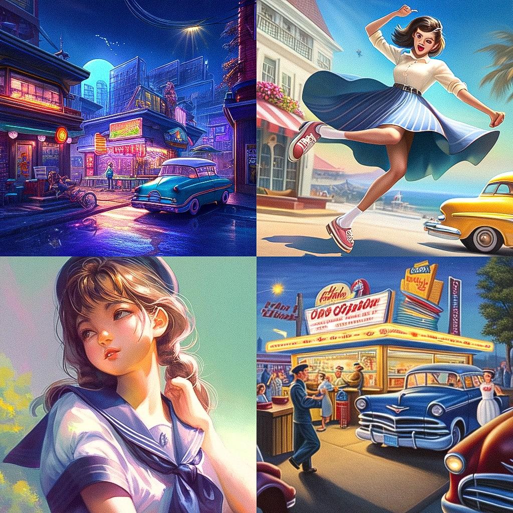 Arthur Sarnoff style, Midjourney Niji 4, render 1 of 4