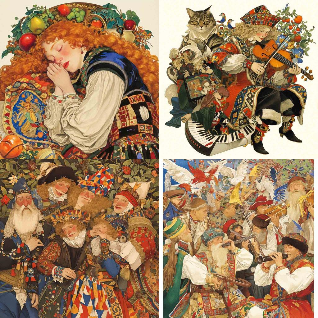 Arthur Szyk style, Midjourney Niji 6, render 1 of 4