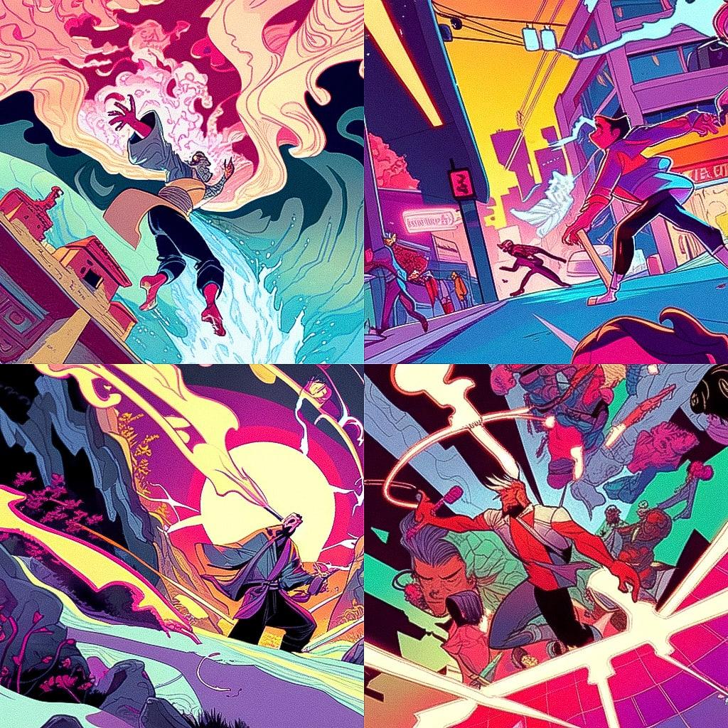 Asaf Hanuka style, Midjourney Niji 4, render 1 of 4