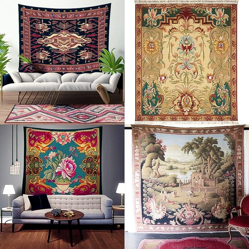 Aubusson tapestry style, Midjourney Niji 4, render 1 of 4