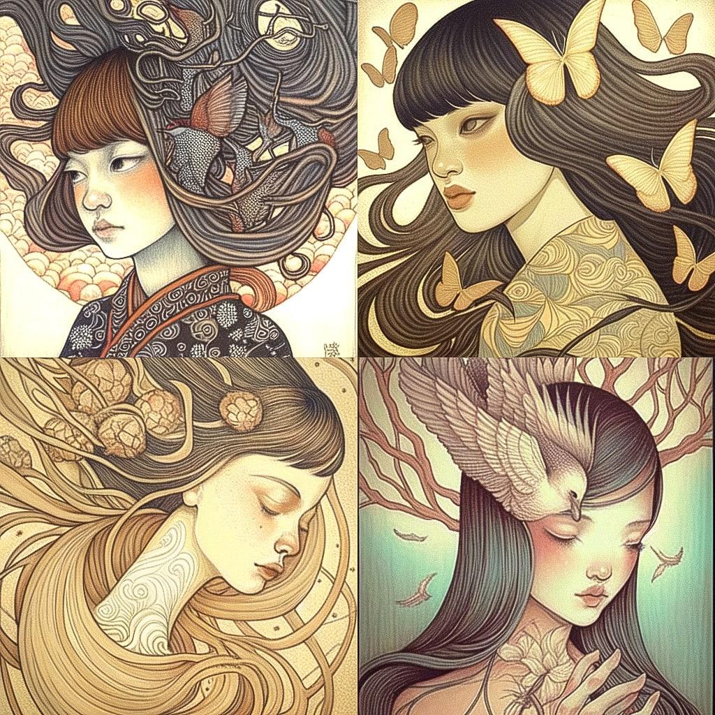 Audrey Kawasaki style, Midjourney Niji 4, render 1 of 4