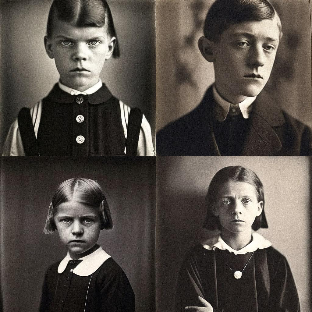 August Sander style, Midjourney Niji 4, render 1 of 4