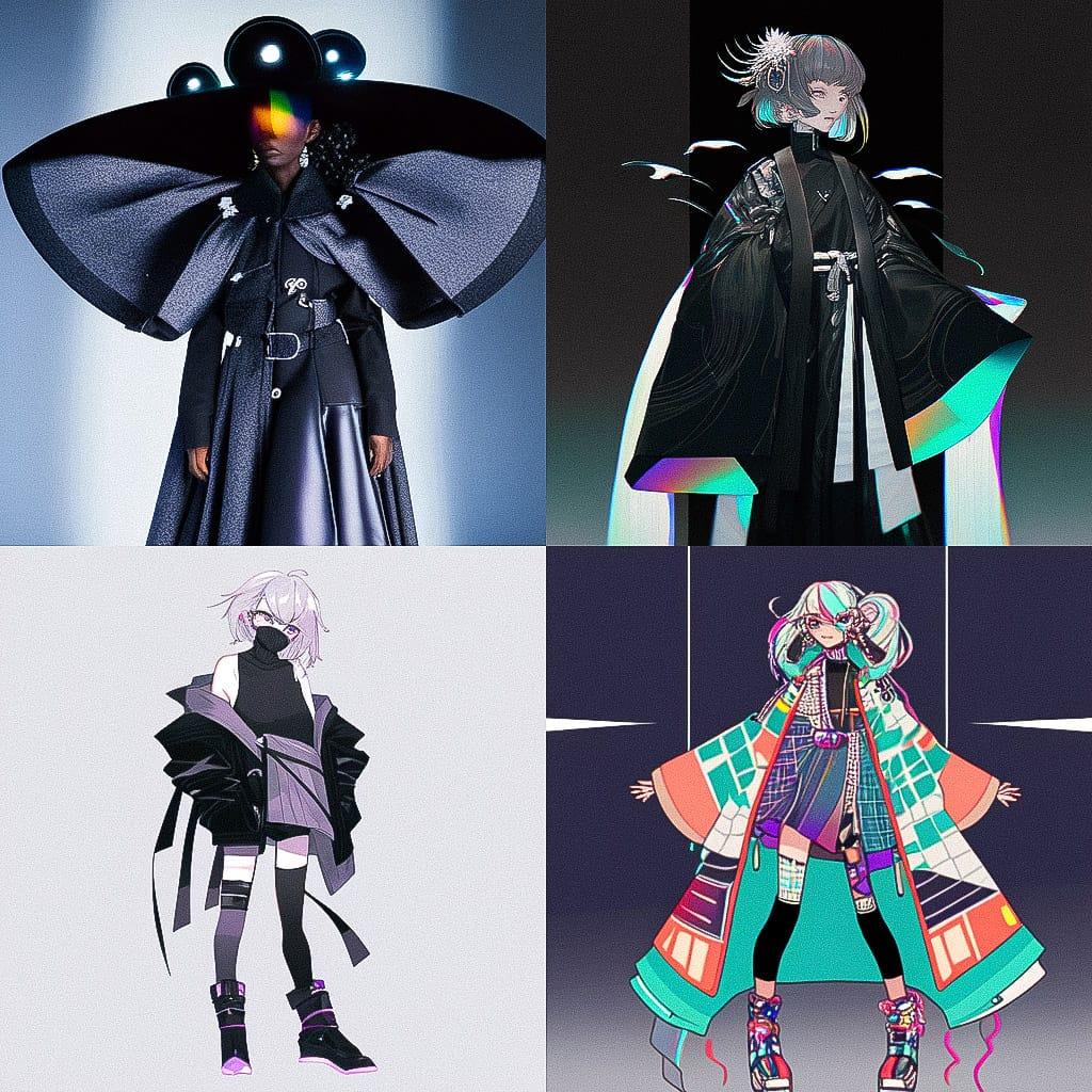 Avant-garde fashion style, Midjourney Niji 4, render 1 of 4