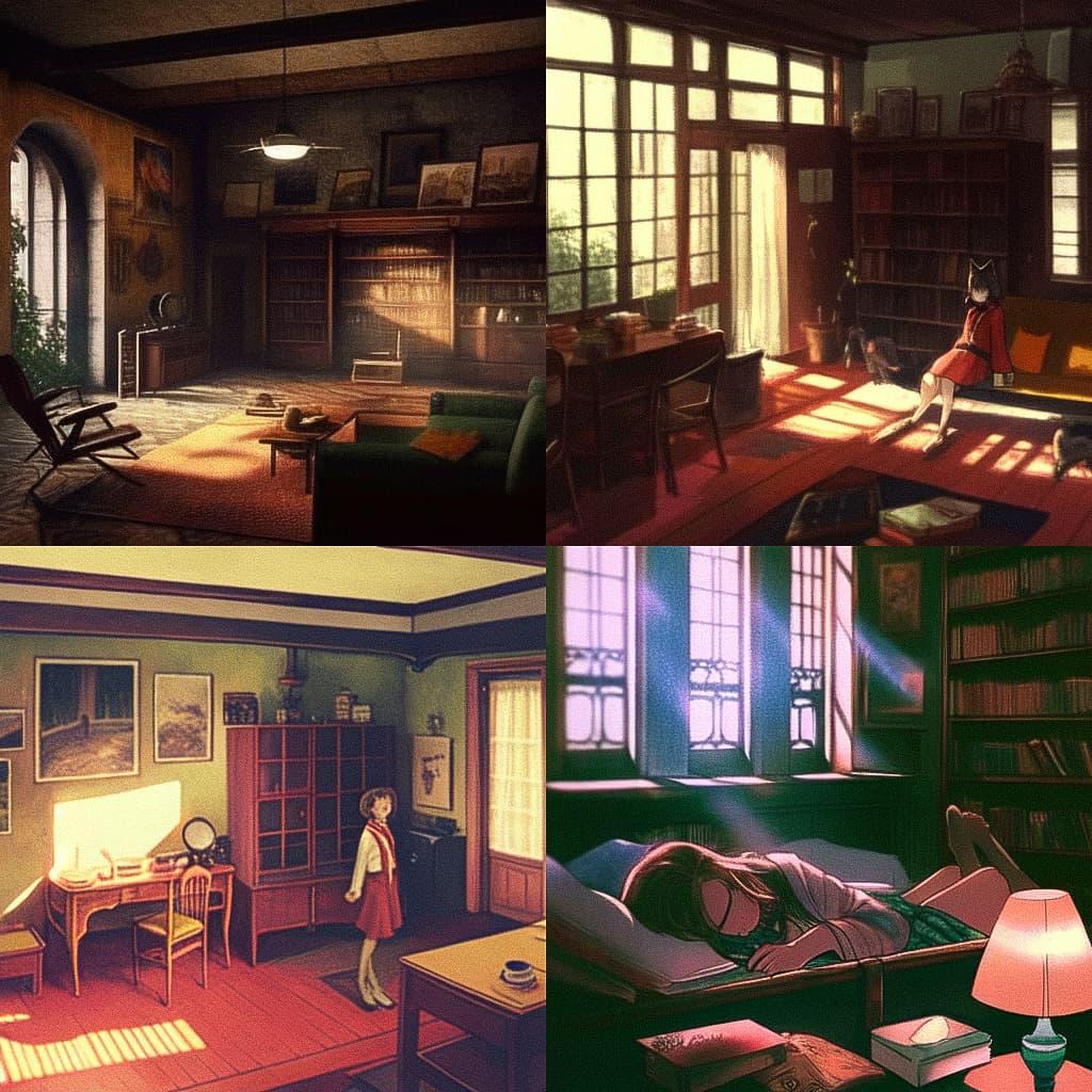 Balthus style, Midjourney Niji 5, render 1 of 4