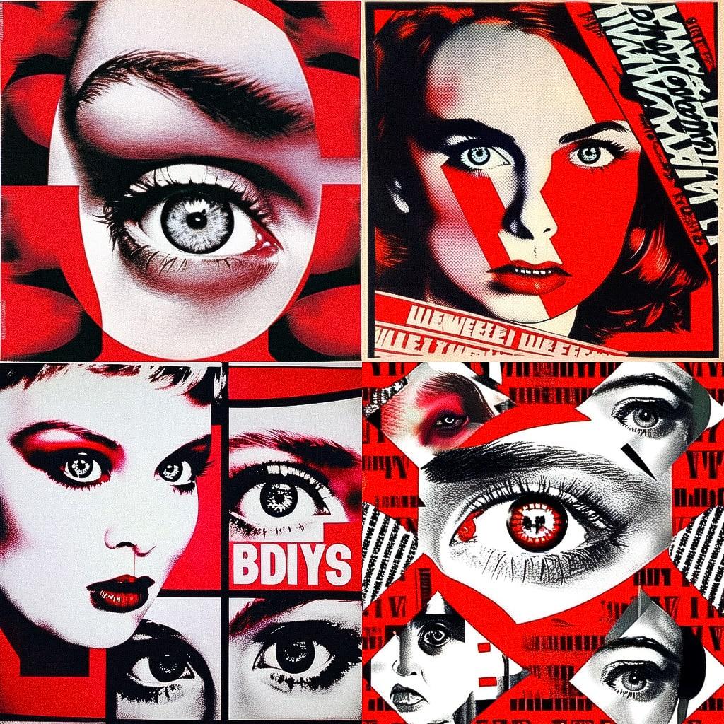 Barbara Kruger style, Midjourney Niji 4, render 1 of 4