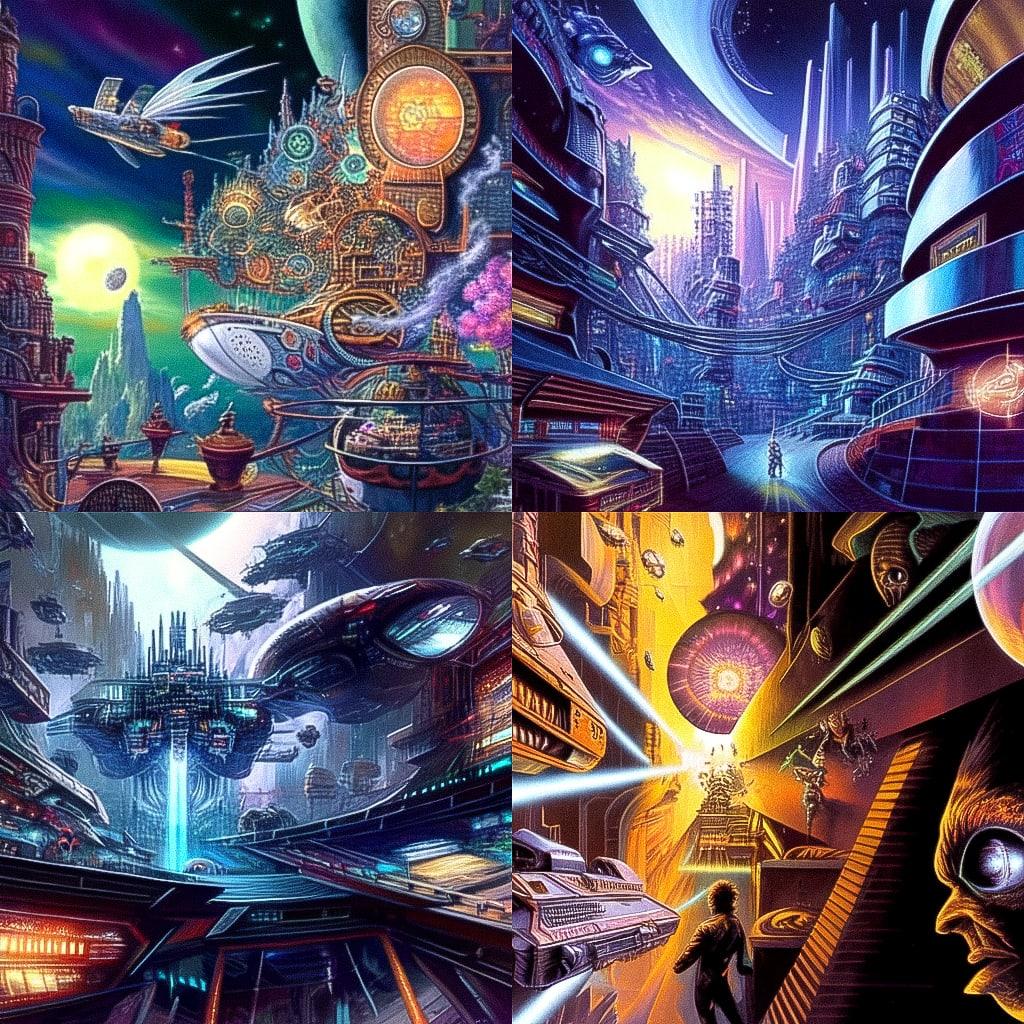 Barclay Shaw style, Midjourney Niji 4, render 1 of 4