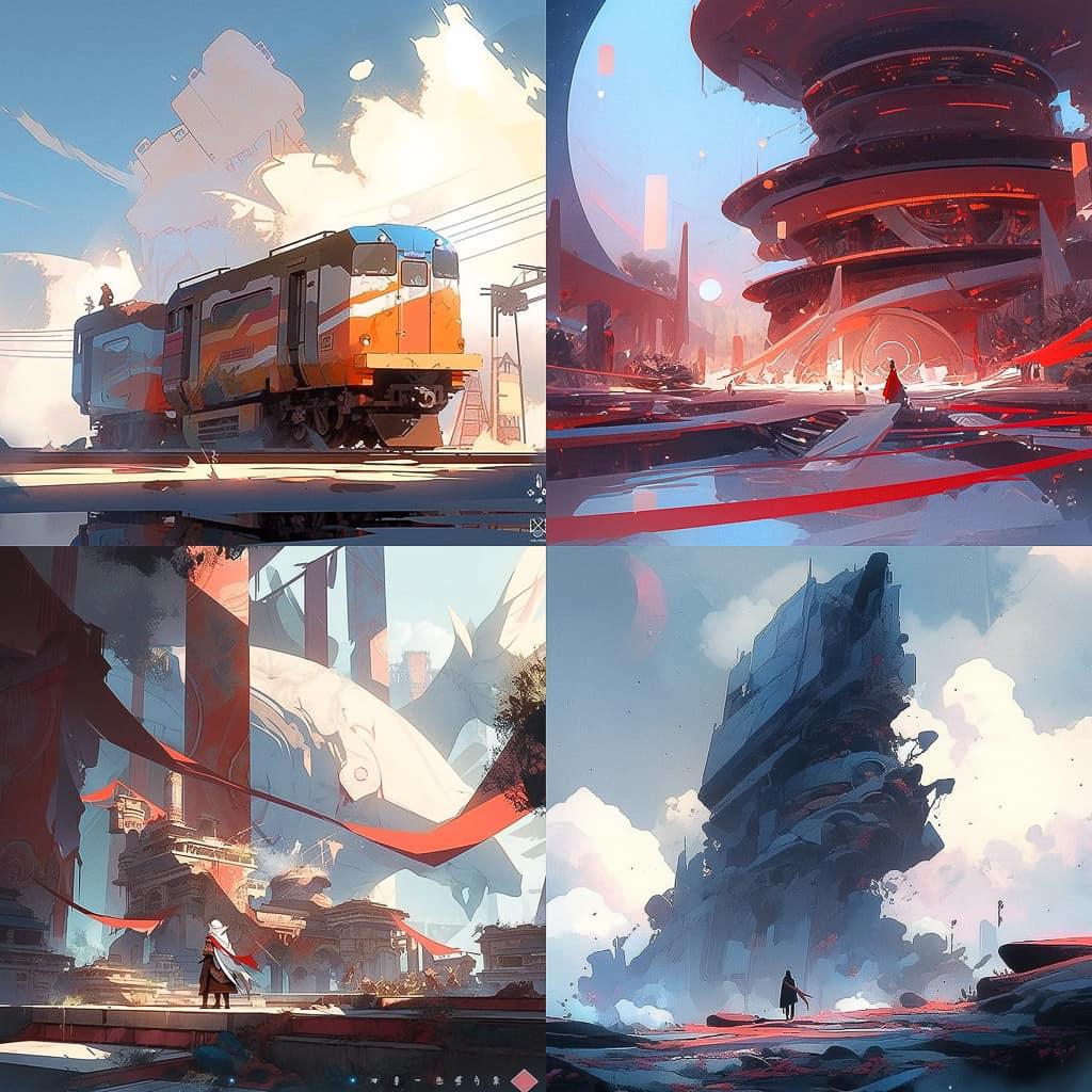 Bastien Grivet style, Midjourney Niji 5, render 1 of 4