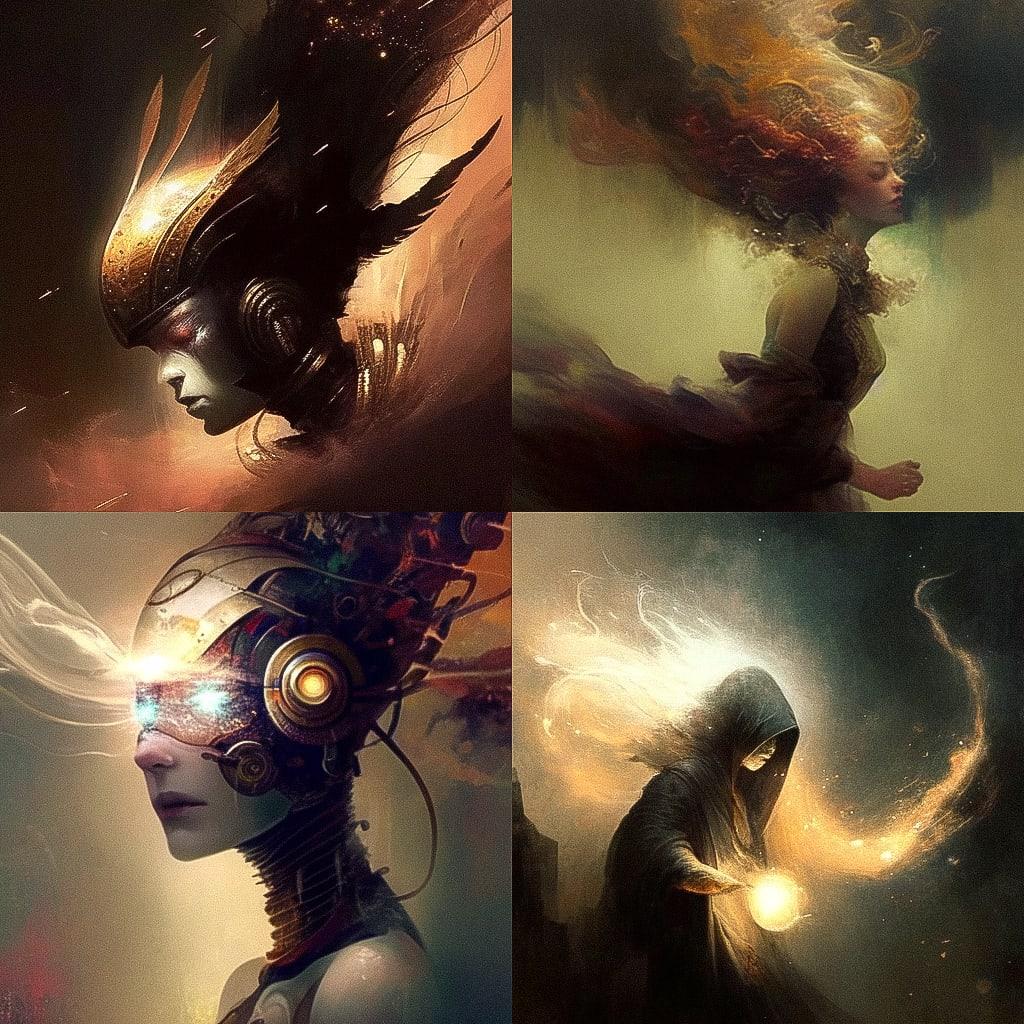 Bastien Lecouffe-Deharme style, Midjourney Niji 4, render 1 of 4