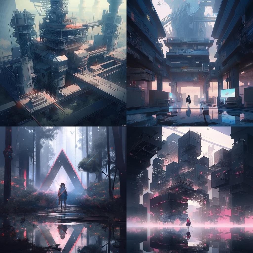 Beeple style, Midjourney Niji 4, render 1 of 4