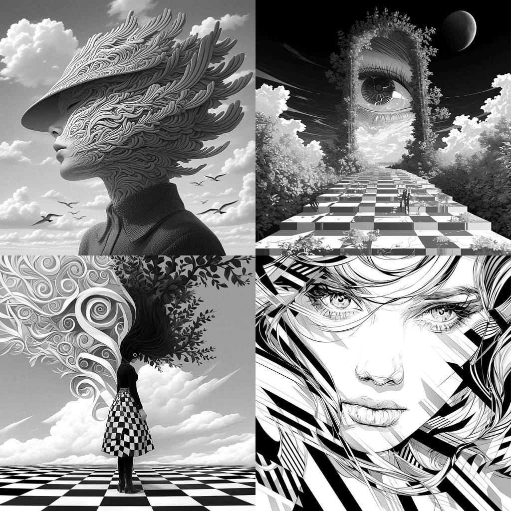 Ben Heine style, Midjourney Niji 6, render 1 of 4
