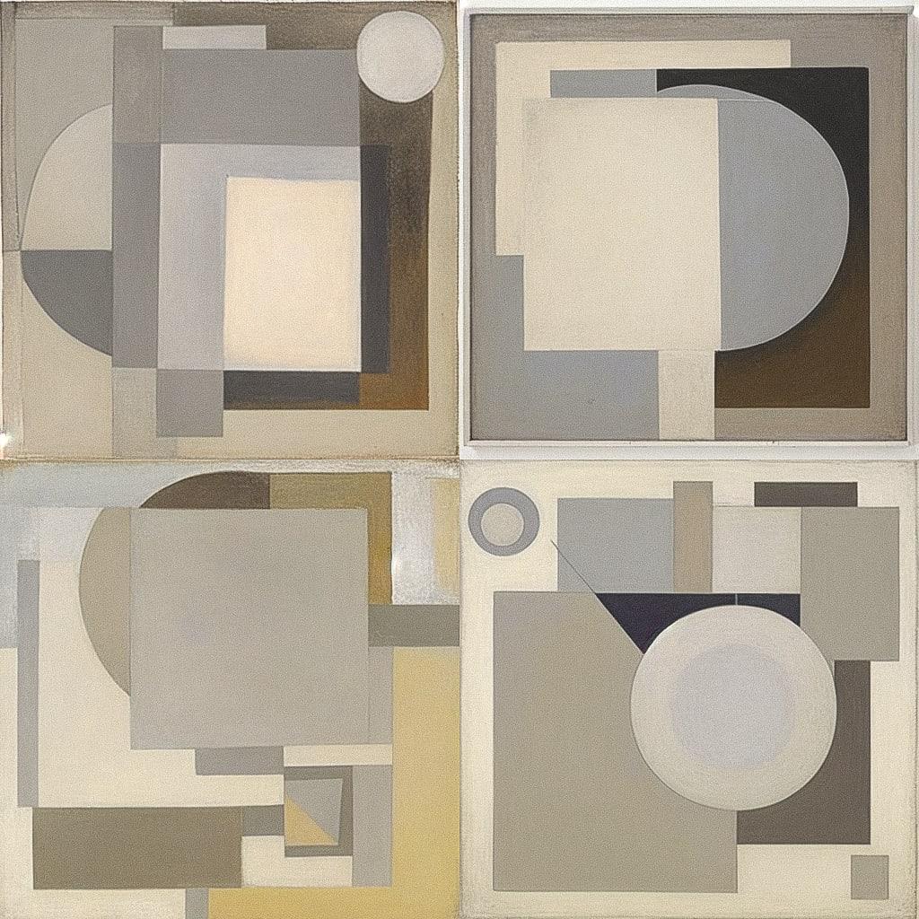 Ben Nicholson style, Midjourney Niji 4, render 1 of 4