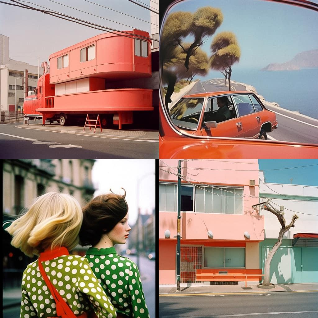 Bernard Plossu style, Midjourney Niji 5, render 1 of 4