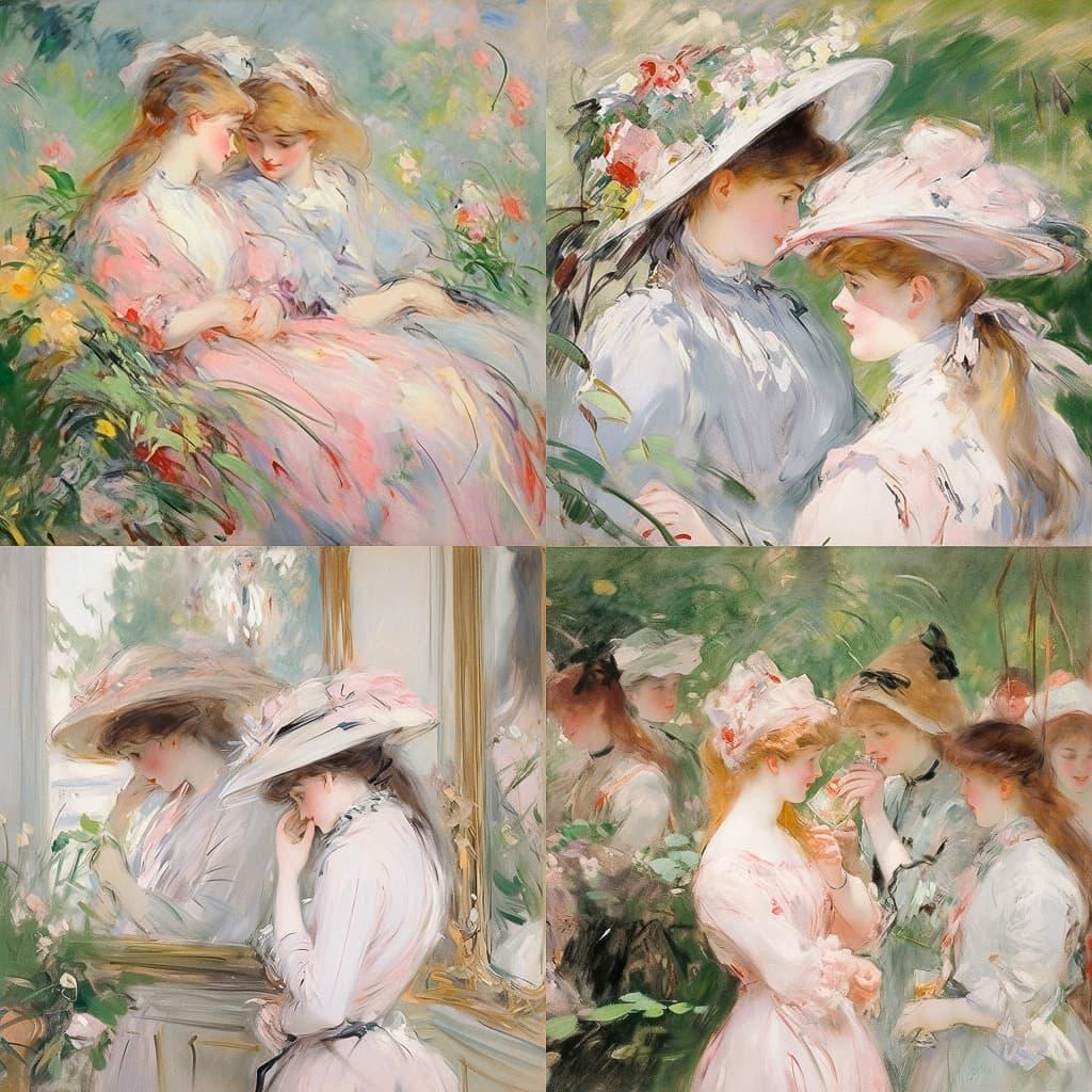 Berthe Morisot style, Midjourney Niji 5, render 1 of 4